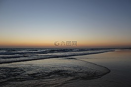 日落,海洋,天空