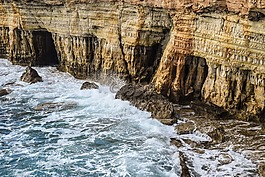 海蚀洞,波,海