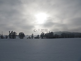 冬天,景观,天空