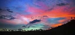 日落,黃昏,天空