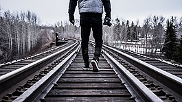 徒步旅行,走,鐵路軌道