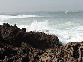 海洋,巖,波