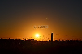 籬笆,日落,側(cè)影
