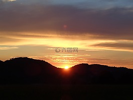 日落,橙色,紅色