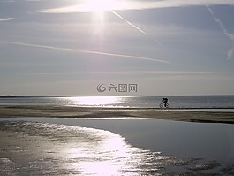 自行車,海,海灘