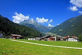高山,村,山