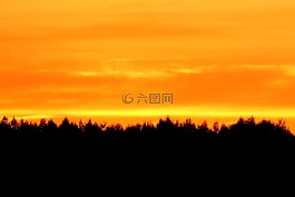 剪影,晚霞,景觀