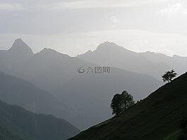 瑞士,山,高山