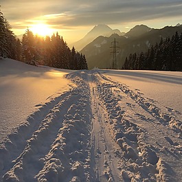 冬天,山,高山