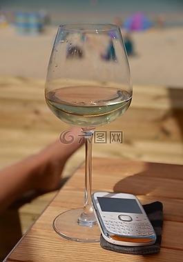 電話,酒杯,太陽