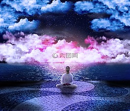 宇宙,姿勢,蓮花