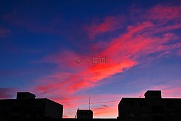 屋頂,日出,天空