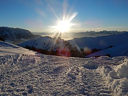 冬天,山,高山