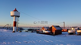 海港,冬天,挪威
