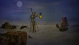 水域,日落,天空