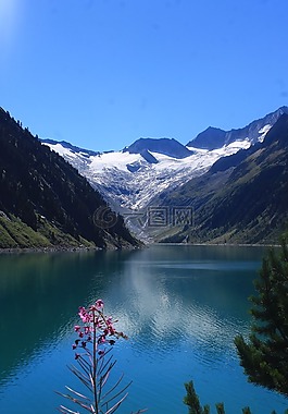 冰川,夏天,山