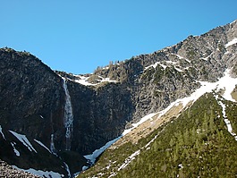 bergaichtwasserfall,岩石崩溃,碎片 kar