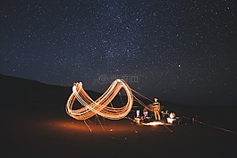 夜晚的天空,露營(yíng),火花