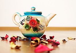 茶壺,玫瑰,花卉