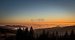日落,霧,心情
