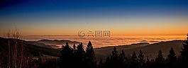 日落,霧,心情