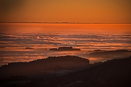 日落,心情,山