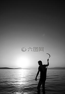 黑色和白色,模型,海洋