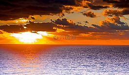 日落,海洋,天空