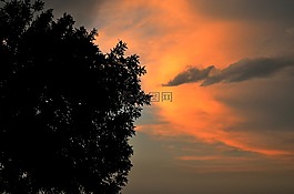 日落,巴拉頓湖,夏季