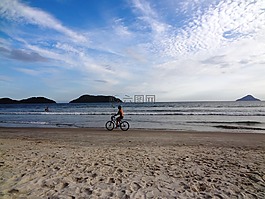 海灘,假期,自行車