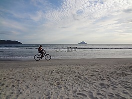 海灘,假期,自行車