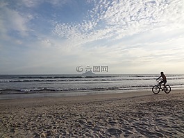 海灘,假期,自行車