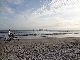 海灘,假期,自行車(chē)