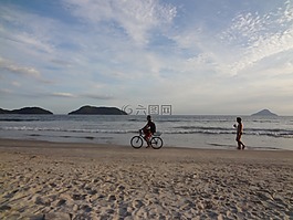 海灘,假期,自行車