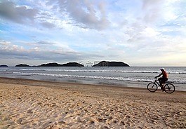 海灘,假期,自行車