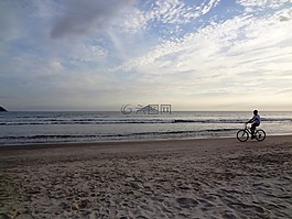 海灘,假期,自行車