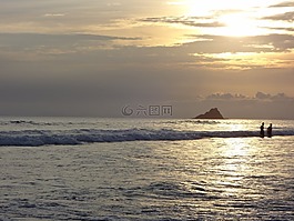 海灘,假期,黃昏