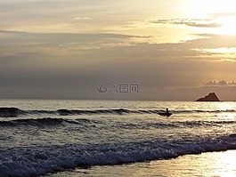海灘,假期,黃昏