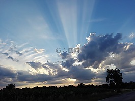天空,太陽,云