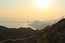 日落,山,克羅地亞