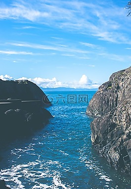 海,岸,自然