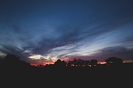 日落,風景,天空