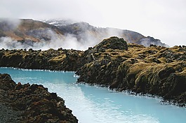 河,溫泉,霧