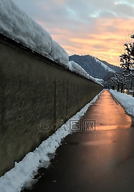 人行道,路面,abendstimmung