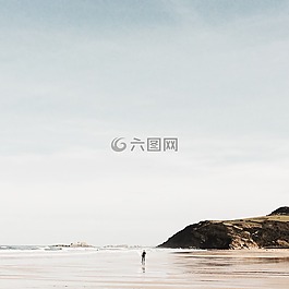 寧靜,水,海灘