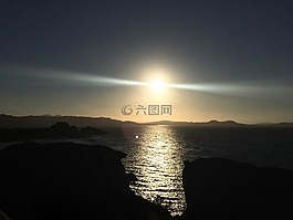 太陽,海,日落