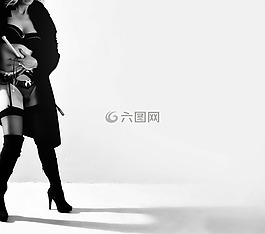 女子,黑色和白色,性感