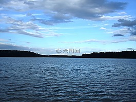 湖,云,abendstimmung