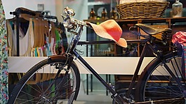 老,自行車,窗口
