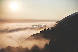 日出,黃昏,霧
